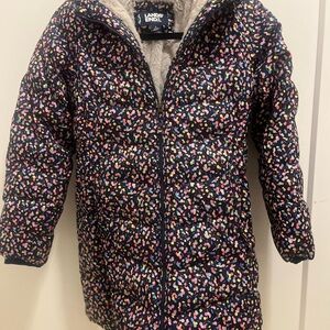 Lands' End Kids Girls Fleece Lined Parka - confetti multicolor